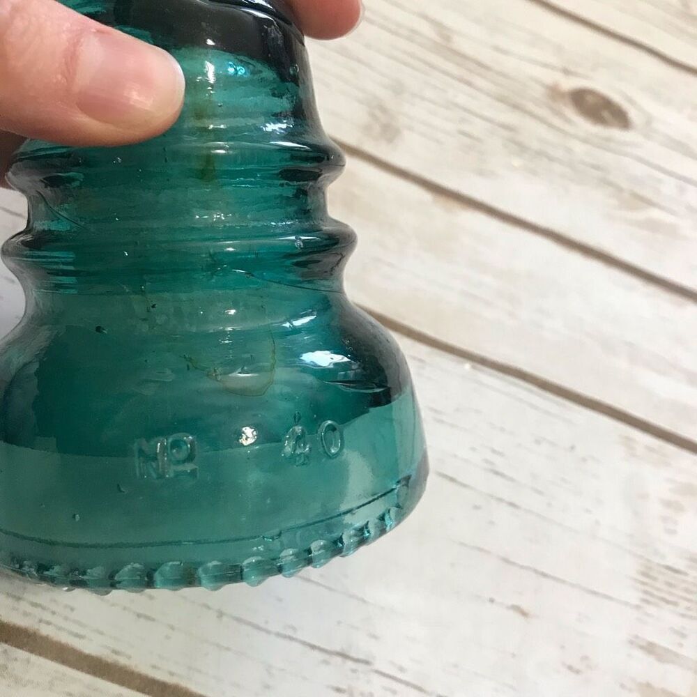 Vintage Hemingway Aqua Blue Glass Insulator no 40 - Picture 5 of 10
